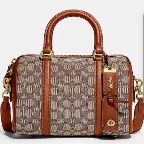 New Coach Ruby Satchel in signature canevas & leather burnished amber and cocoa - Picture 1 of 4